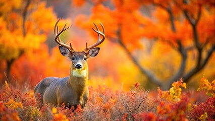Buck whitetail deer in vibrant autumn foliage in Colorado, buck, whitetail deer, autumn, foliage, Colorado, wildlife, nature