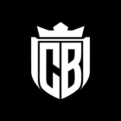 CB Letter logo shield shape inside shield badge crown on black background template design