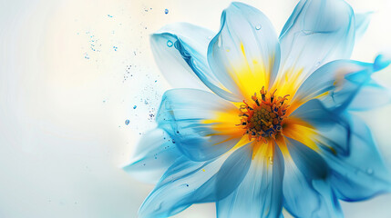 watercolor painting of flowers blue and yellow background