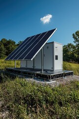 Off-Grid Solar Energy Station in Lush Countryside