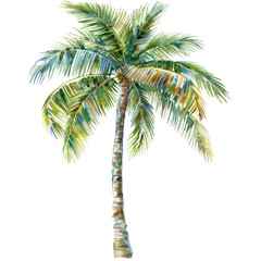 A Vibrant Palm Tree Standing Tall Against a Clear Background, Showcasing Exquisite Green Foliage That Evokes Feelings of Calmness and Connection with Nature in a Tropical Setting.