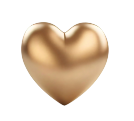 golden heart symbol isolated on transparent background