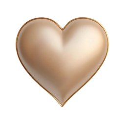 golden heart symbol isolated on transparent background