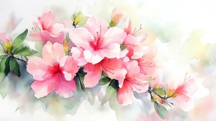 Fototapeta premium A beautiful watercolor painting of pink flowers, capturing the elegance and softness of nature in vibrant hues.