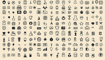 Fototapeta premium Repeating small icons, like stars, dots, or simple symbols, evenly spaced on a neutral background for a subtle pattern.