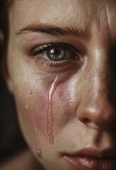 Close-Up Crying Eye With Tear Streaks
