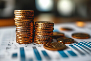 stack of coins Financial profitability and cost optimisation with graphic stock.