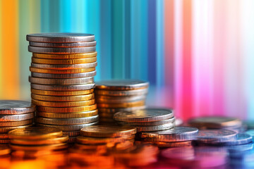 stack of coins Financial profitability and cost optimisation with graphic stock.