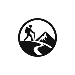 hiking mountain nature sport logo vector illustration template design