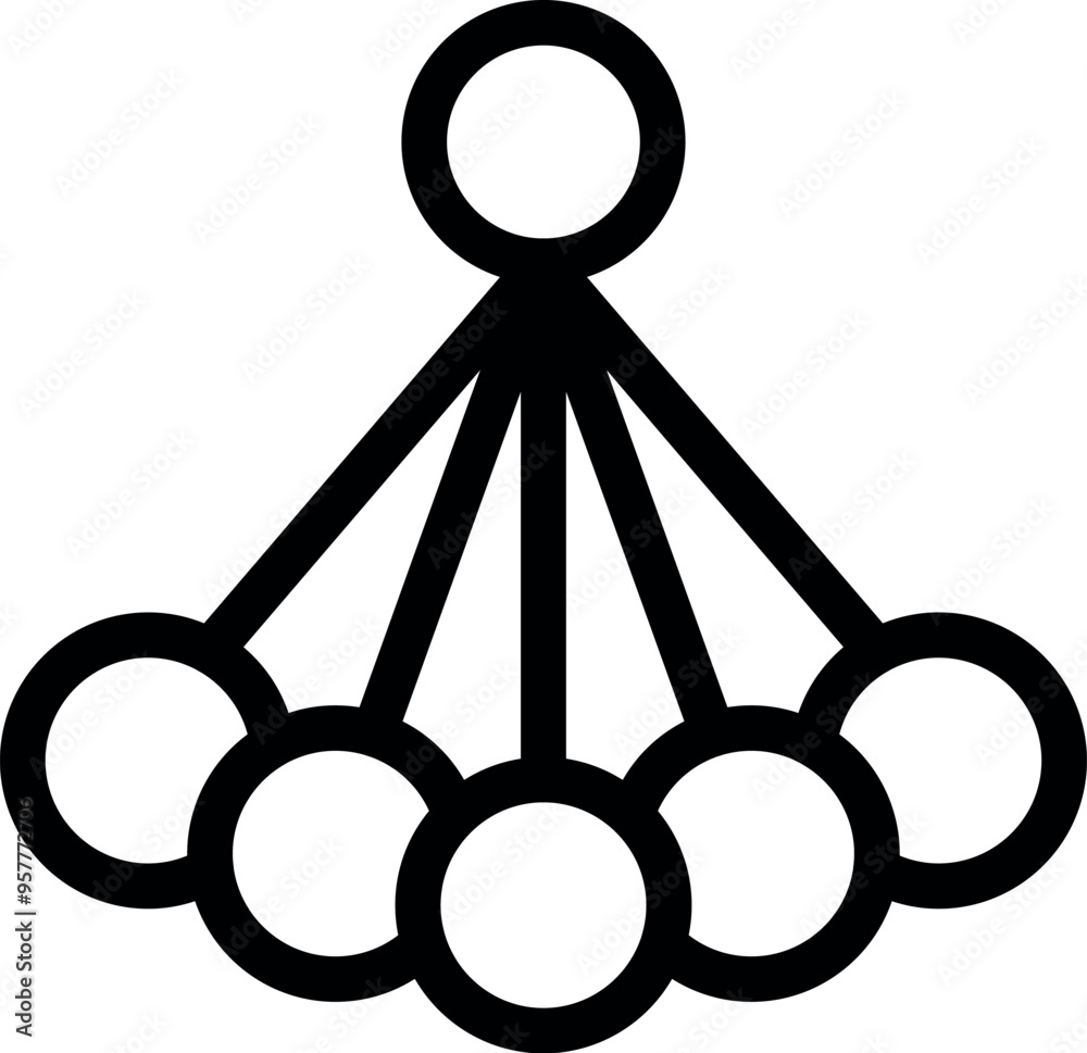 Poster this vector illustration of a hierarchical network structure connects multiple nodes with lines, sym