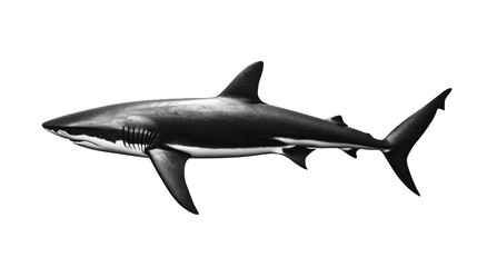 Obraz premium A blacktip shark swims through the water, its fins and tail moving gracefully