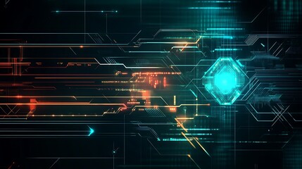 Obraz premium Abstract Digital Interface with Glowing Lines and Shapes