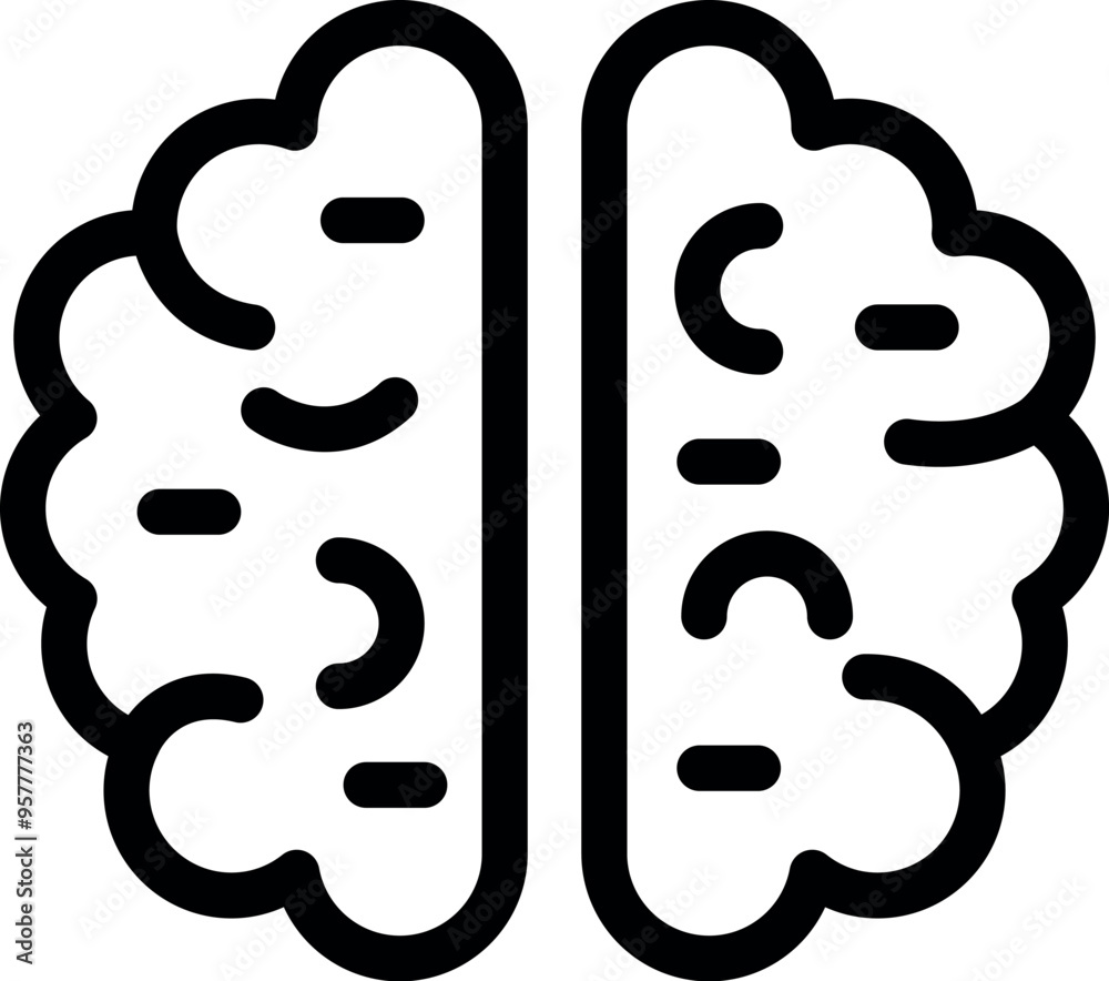 Poster simple line icon of a human brain, representing thought, memory and cognitive functions