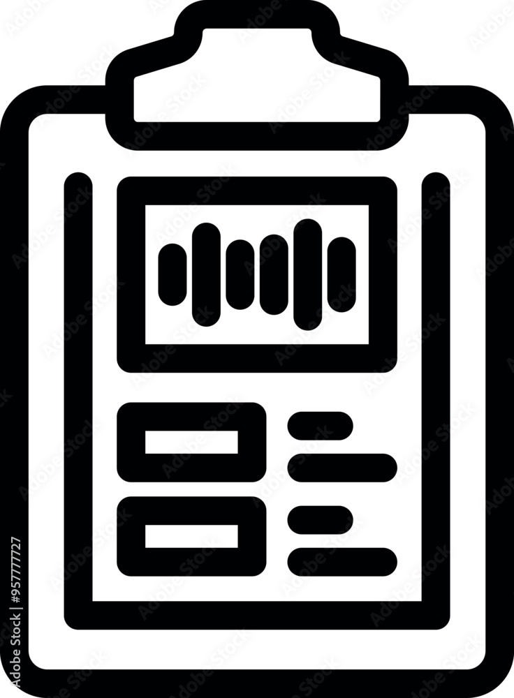 Poster clipboard showing audio track waveform icon vector outline for web design isolated on white backgrou