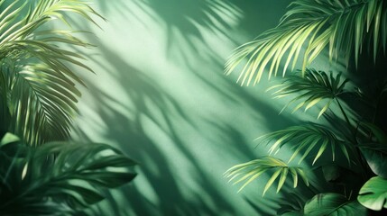 Fototapeta premium A lush tropical garden filled with palm trees and foliage.