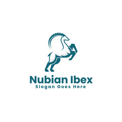 Vector Logo Illustration Nubian Ibex Simple Mascot Style