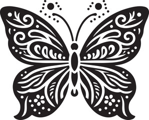 Print create butterfly silhouette vector style with white background