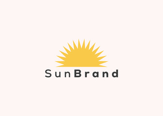 Minimalist sun logo design template. Modern style sun logo