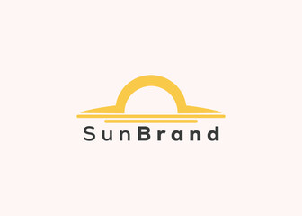 Minimalist sun logo design template. Modern style sun logo