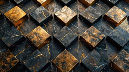 gold and dark tiles in a geometric pattern.