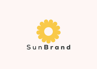 Fototapeta premium Minimalist sun logo design template. Modern style sun logo