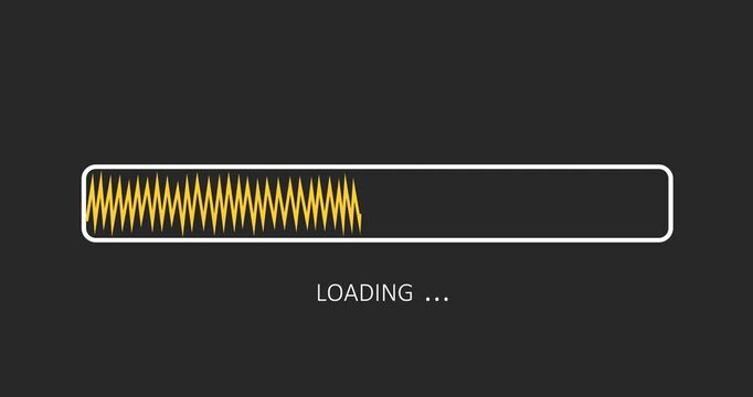 Hand drawn animation of loading bar. Downloading bar or loading screen. Download progress. Digital loading symbol motion graphics. Animation of a progress bar.