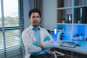 working atmosphere in the laboratory, chemistry and science specialist working in a lab with...