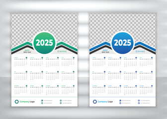 Monthly Wall calendar template for the 2025 year. Week Starts on Sunday. Wall calendar in a minimalist style