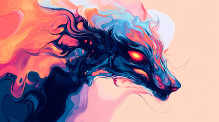 Abstract mutant creature illustration. weird chimera animal on background in contrast colors, generative ai. Chimera. Illustration