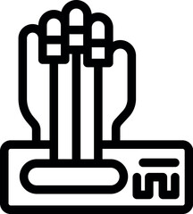 Hand with sensors attached to each finger is being scanned by a biometric device