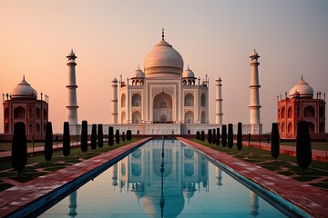 Obraz premium Ethereal Art of Agra's Taj Mahal: A Minimalist Celebration of India's Iconic Landmark