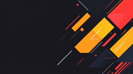 Abstract design featuring vibrant red, yellow, and orange lines creates a modern, dynamic feel on a sleek black background.