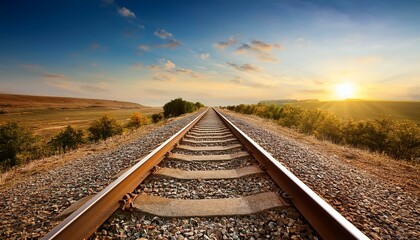 Railroad tracks in the middle of nowhere leading to the horizon