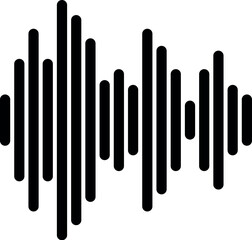 Simple black and white sound wave composed of vertical bars of different lengths, representing an audio concept