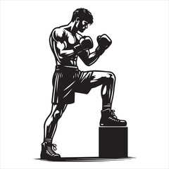 Boxing Boxer Silhouette vector Illustration editable eps 