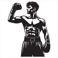 Boxing Boxer Silhouette vector Illustration editable eps 