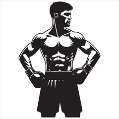 Boxing Boxer Silhouette vector Illustration editable eps 