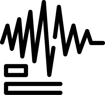Black icon of an earthquake seismogram with tremors and seismic waves