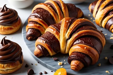 Delightful Nutella Croissants: Fresh Chocolate Pastry Treats for a Sweet Breakfast