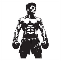 Boxing Boxer Silhouette vector Illustration editable eps 