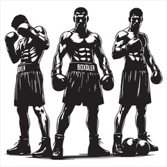 Boxing Boxer Silhouette vector Illustration editable eps 