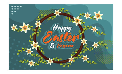 Happy Passover. Spring floral background. Passover Day concept. Flat vector illustration.
