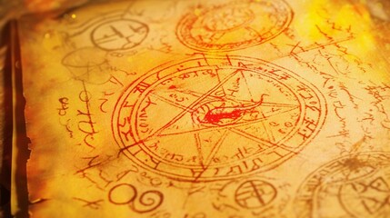 Obraz premium 古びた魔法書のページ17