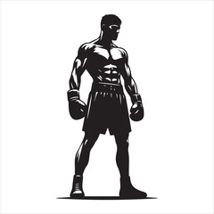 Boxing Boxer Silhouette vector Illustration editable eps 