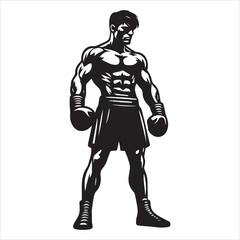 Boxing Boxer Silhouette vector Illustration editable eps 