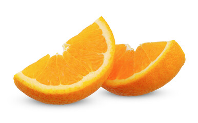 Sliced Orange fruit isolated on white background.