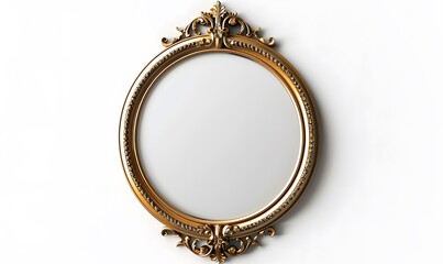 Round mirror in a gold frame psd. 