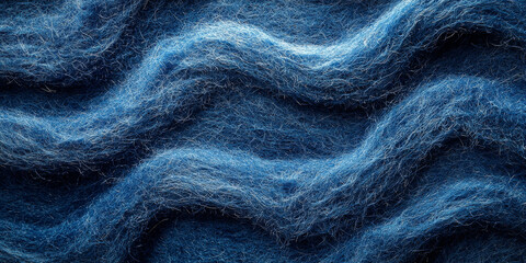 Fototapeta premium Soft blue wool fibers create a textured, wavy pattern.