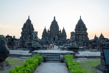 Sewu temple or called Candi Sewu at sunset, part of Prambanan Hindu temple, located on Klaten, Indonesia