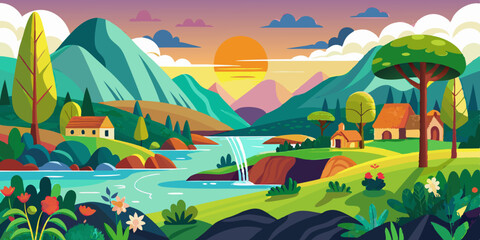 Mountain beautiful landscape background vector design 